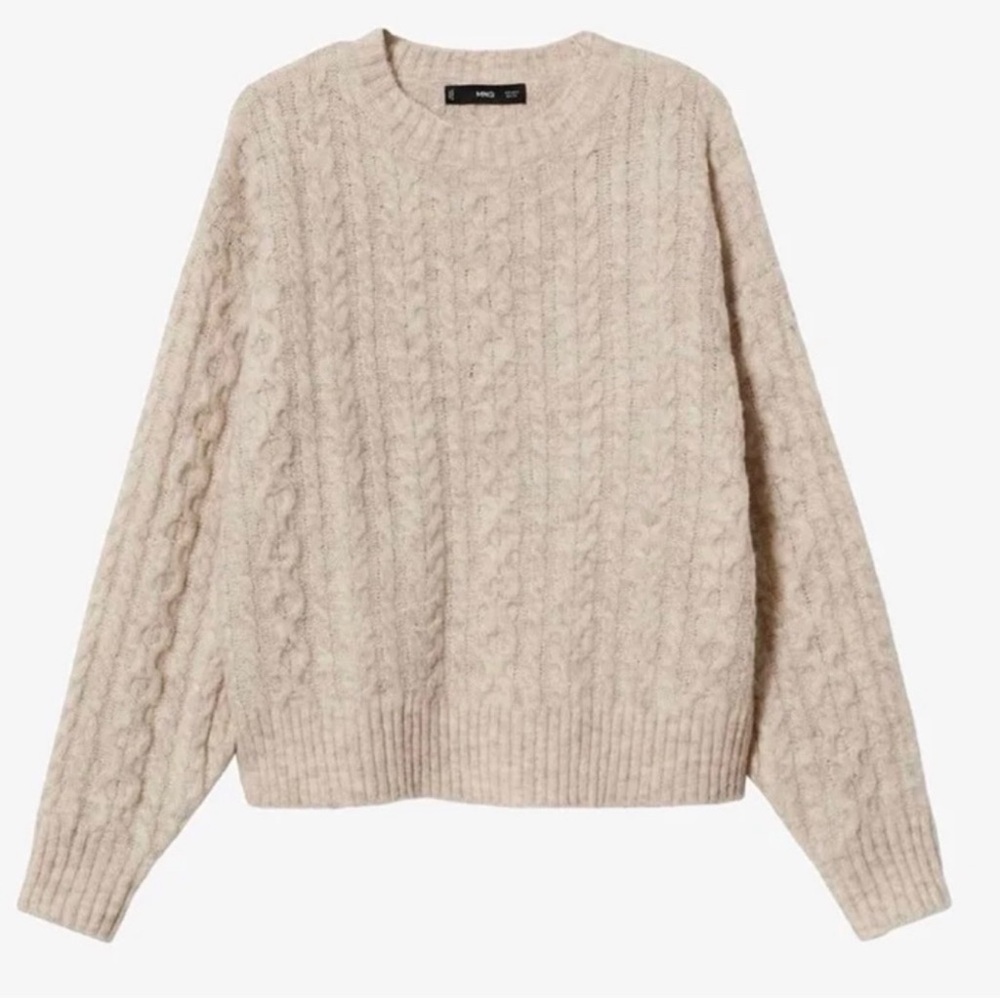 Mango Braided Knitted Sweater Tan